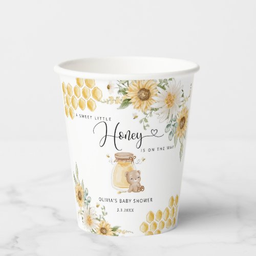 Sweet little honey sunflower baby shower paper cups