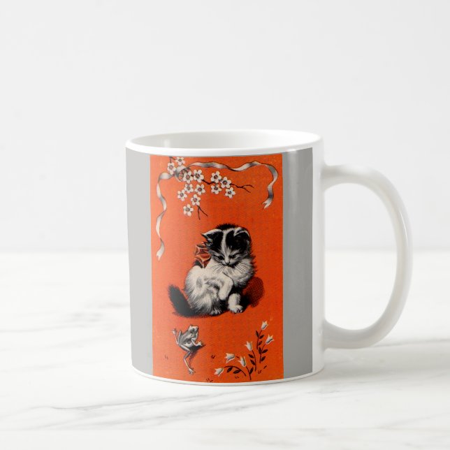 sweet little kitten and frog coffee mug (Right)