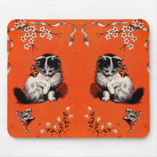 sweet little kitten and frog mouse pad (Front)