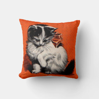 sweet little kitten print throw pillow