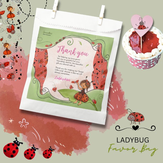 Sweet Little Lady Ladybug Baby Shower Thank You  Favor Bag (Sweet Little Lady Ladybug Baby Shower Thank You Favor Bag)