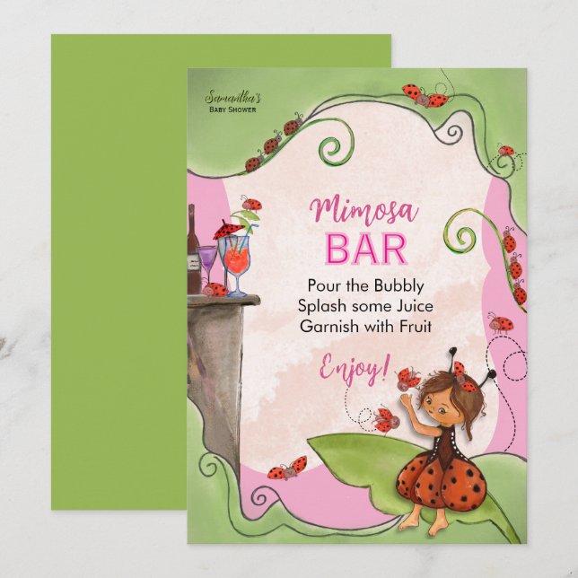Sweet Little Lady Mimosa Bar Sign Invitation (Front/Back)