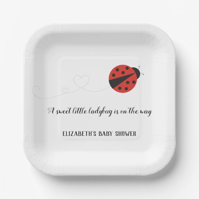Sweet little ladybug baby shower paper plates (Front)