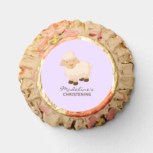 Sweet Little Lamb Baby Christening Hershey Kisses Reese's Peanut Butter Cups (Front)
