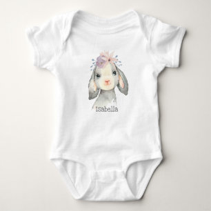 Sweet Little Lamb Baby Girl with Name Baby Bodysuit