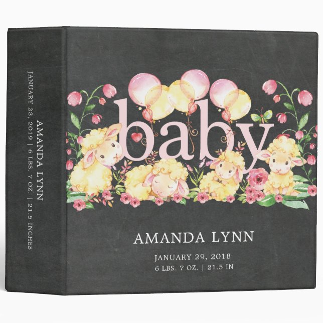 Sweet Little Lamb Baby Photo Album 3 Ring Binder (Front/Spine)