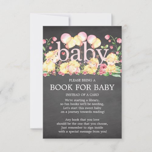 Sweet Little Lamb Baby Shower Book for Baby Invitation