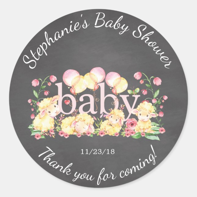 Sweet Little Lamb Baby Shower Favor Sticker (Front)