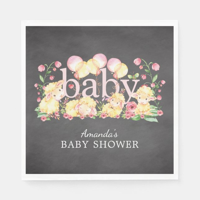 Sweet Little Lamb Baby Shower Paper Napkins (Front)