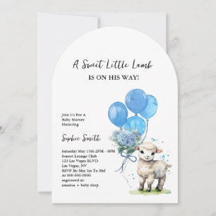 Sweet Little Lamb Baby Shower Watercolor Arch Invitation