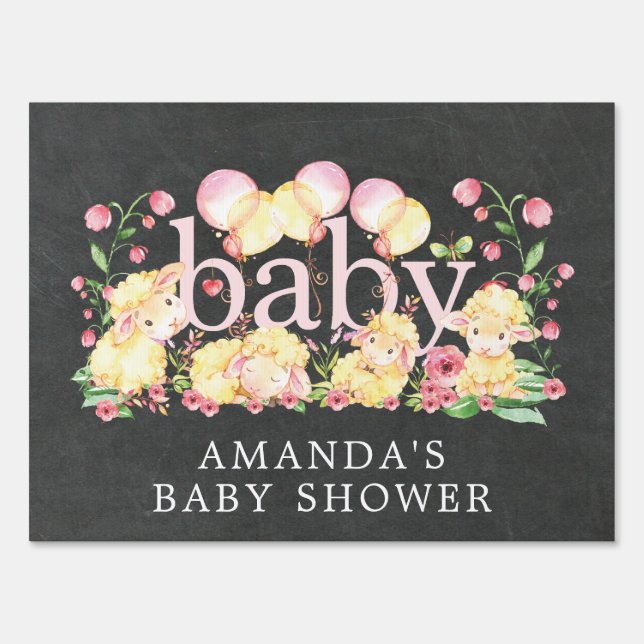 Sweet Little Lamb Baby Shower Yard Sign (Front)