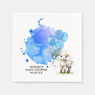 Sweet Little Lamb Blue Hydrangea Balloon Napkins