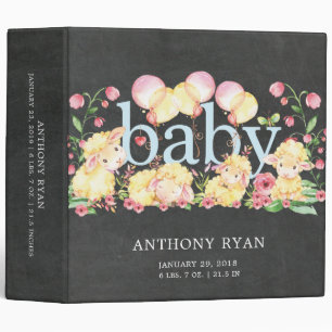 Sweet Little Lamb Boys Baby Photo Album 3 Ring Binder
