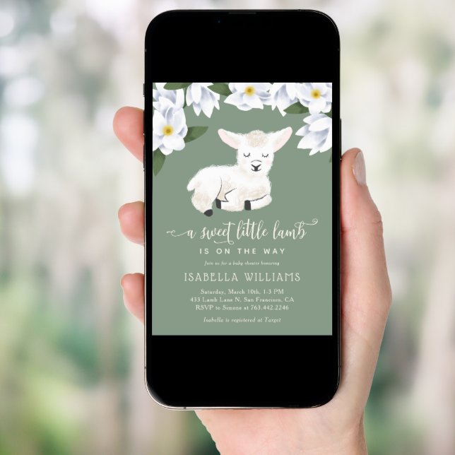 Sweet Little Lamb Gender Neutral Baby Shower Invitation (Front Digital)