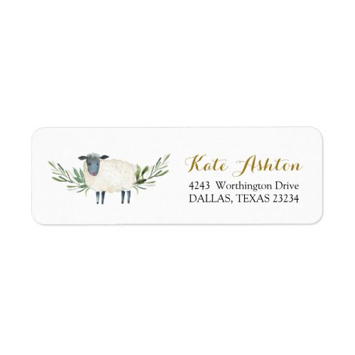 Sweet Little Lamb Greenery Address Label