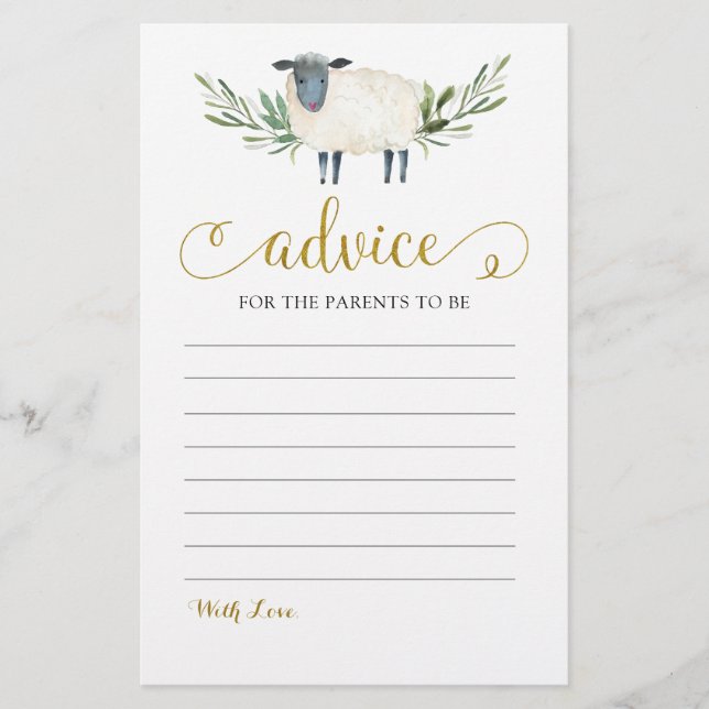 Sweet Little Lamb Greenery Advice Card (Front)