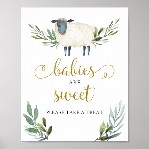 Sweet Little Lamb Greenery Babies are Sweet Poster