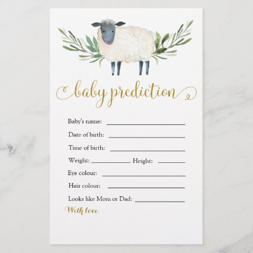 Sweet Little Lamb Greenery Baby Prediction