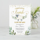 Sweet Little Lamb Greenery Baby Shower Invitation (Standing Front)