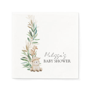 Sweet Little Lamb Greenery Botanical Personalize Napkins