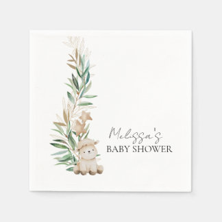 Sweet Little Lamb Greenery Botanical Personalize Napkins