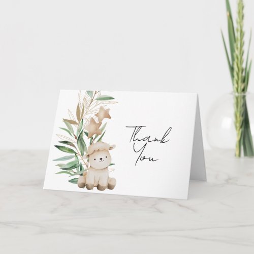 Sweet Little Lamb Greenery Botanical photo  Thank You Card