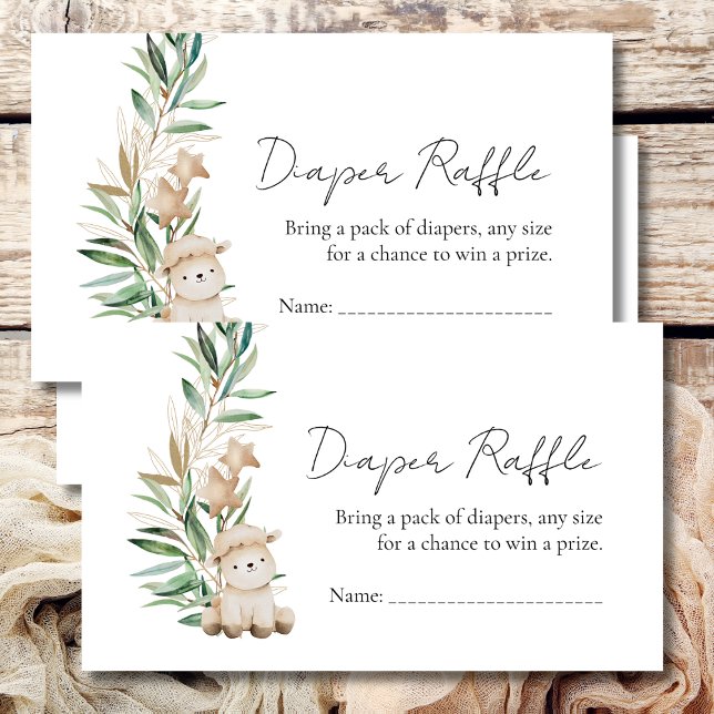 Sweet Little Lamb Greenery diaper raffle cards (Creator Uploaded)