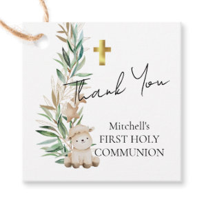 Sweet Little Lamb Greenery First Holy Communion Favor Tags