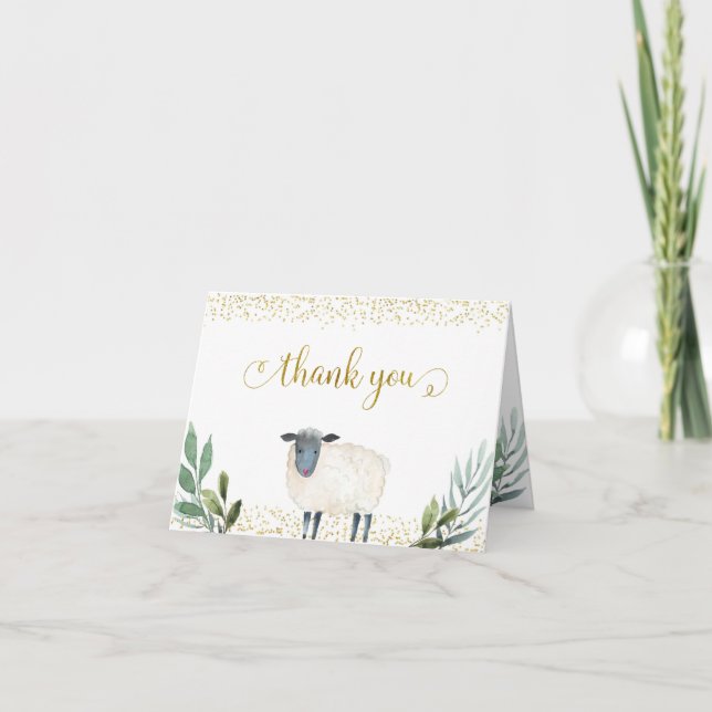 Sweet Little Lamb Greenery Folded Card (Front)