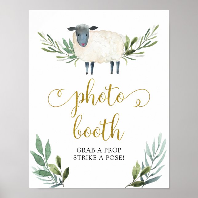 Sweet Little Lamb Greenery Photo Booth Sign (Front)