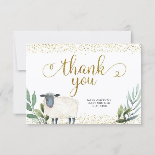Sweet Little Lamb Greenery Thank You Card