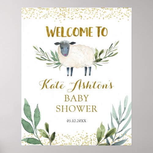 Sweet Little Lamb Greenery Welcome Sign