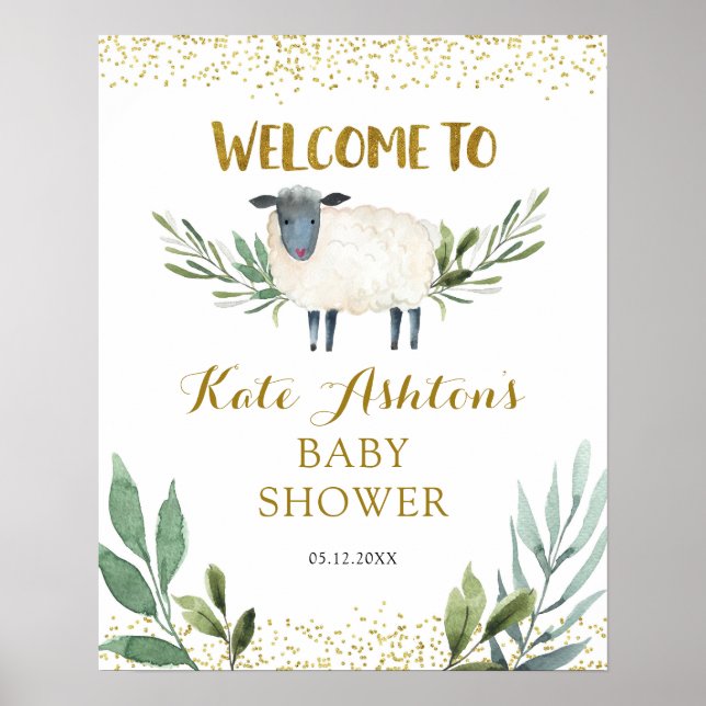Sweet Little Lamb Greenery Welcome Sign (Front)