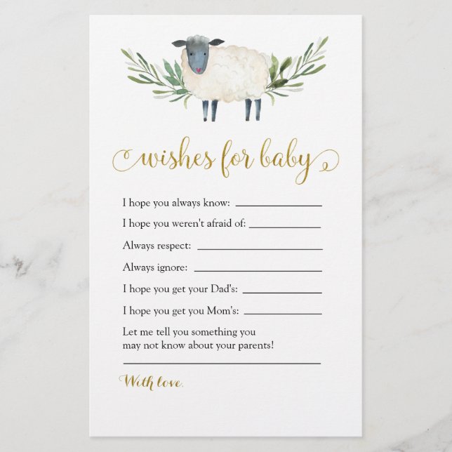 Sweet Little Lamb Greenery Wishes for Baby (Front)