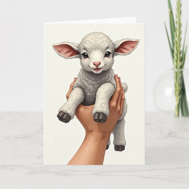 Sweet Little Lamb New Baby Card (Front)