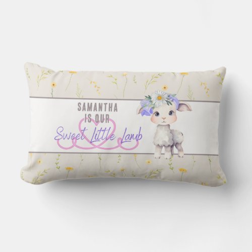 Sweet Little Lamb Personalized Lumbar Pillow
