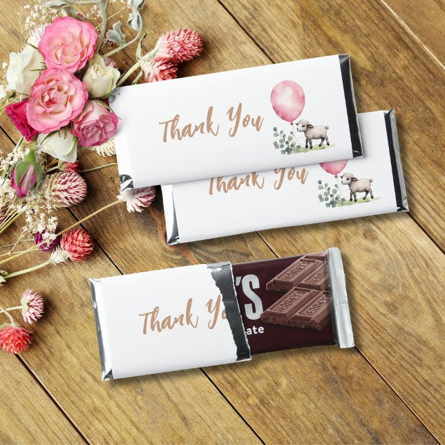 Sweet Little Lamb Pink Floral Wrapper Hershey Bar Favors (Creator Uploaded)