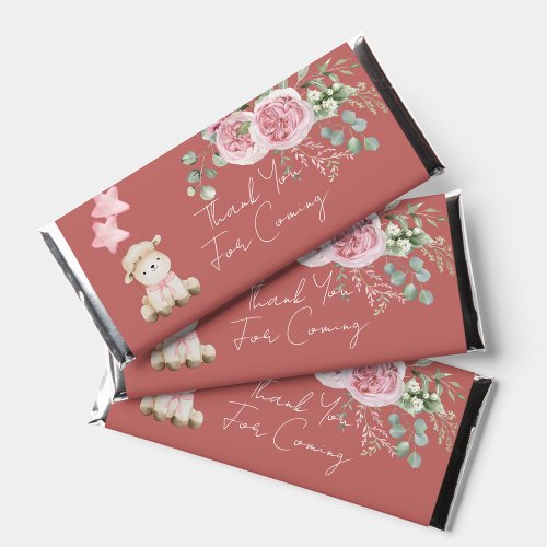 Sweet Little Lamb Pink Rose Greenery Candy Wrapper Hershey Bar Favors