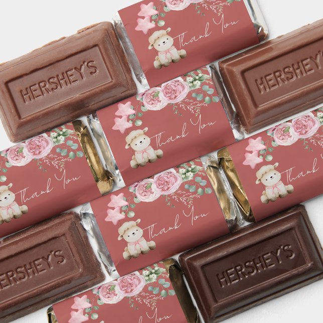 Sweet Little Lamb Pink Rose Greenery Candy Wrapper Hershey's Miniatures (Creator Uploaded)