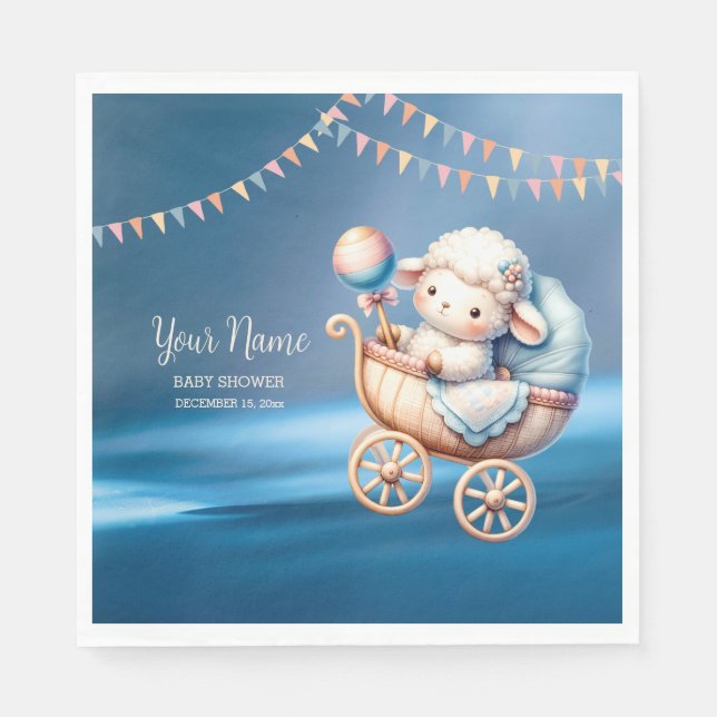 Sweet Little Lamp Baby Shower Baby Shower Party Napkins (Front)