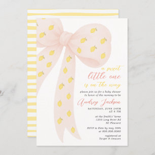 Sweet Little Lemon Pink Coquette Bow Baby Shower Invitation