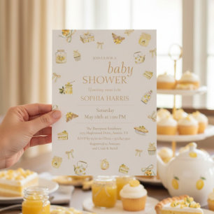 Sweet Little Lemon Watercolor Baby Shower Invitation