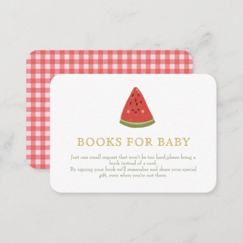 Sweet Little Melon Baby Shower Books for baby Enclosure Card