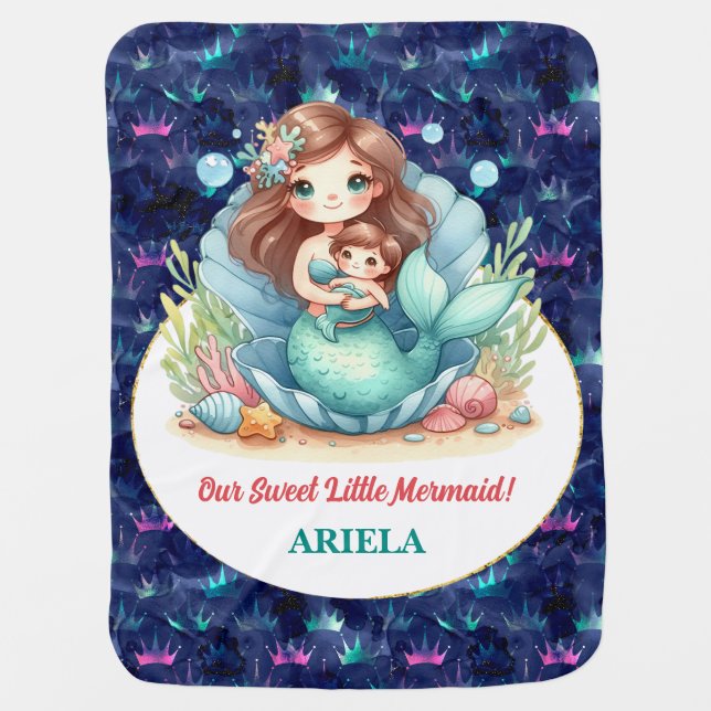 Sweet Little Mermaid Baby Blanket (Front)