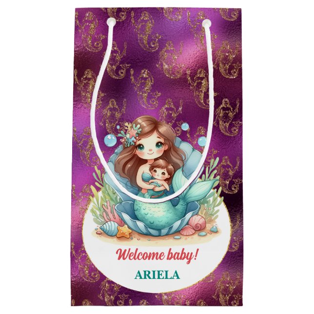 Sweet Little Mermaid Baby Small Gift Bag (Front)