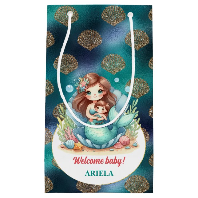Sweet Little Mermaid Baby Small Gift Bag (Front)