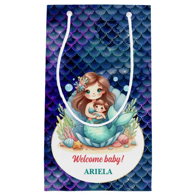 Sweet Little Mermaid Baby Small Gift Bag (Front)