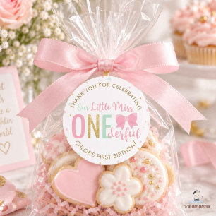Sweet Little Miss Onederful 1st First Birthday Classic Round Sticker