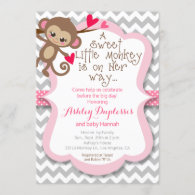 Sweet Little Monkey Girl Baby Shower Invitation