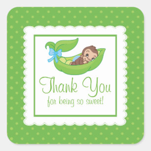 Sweet Little Monkey Pea Pod Baby Shower Sticker